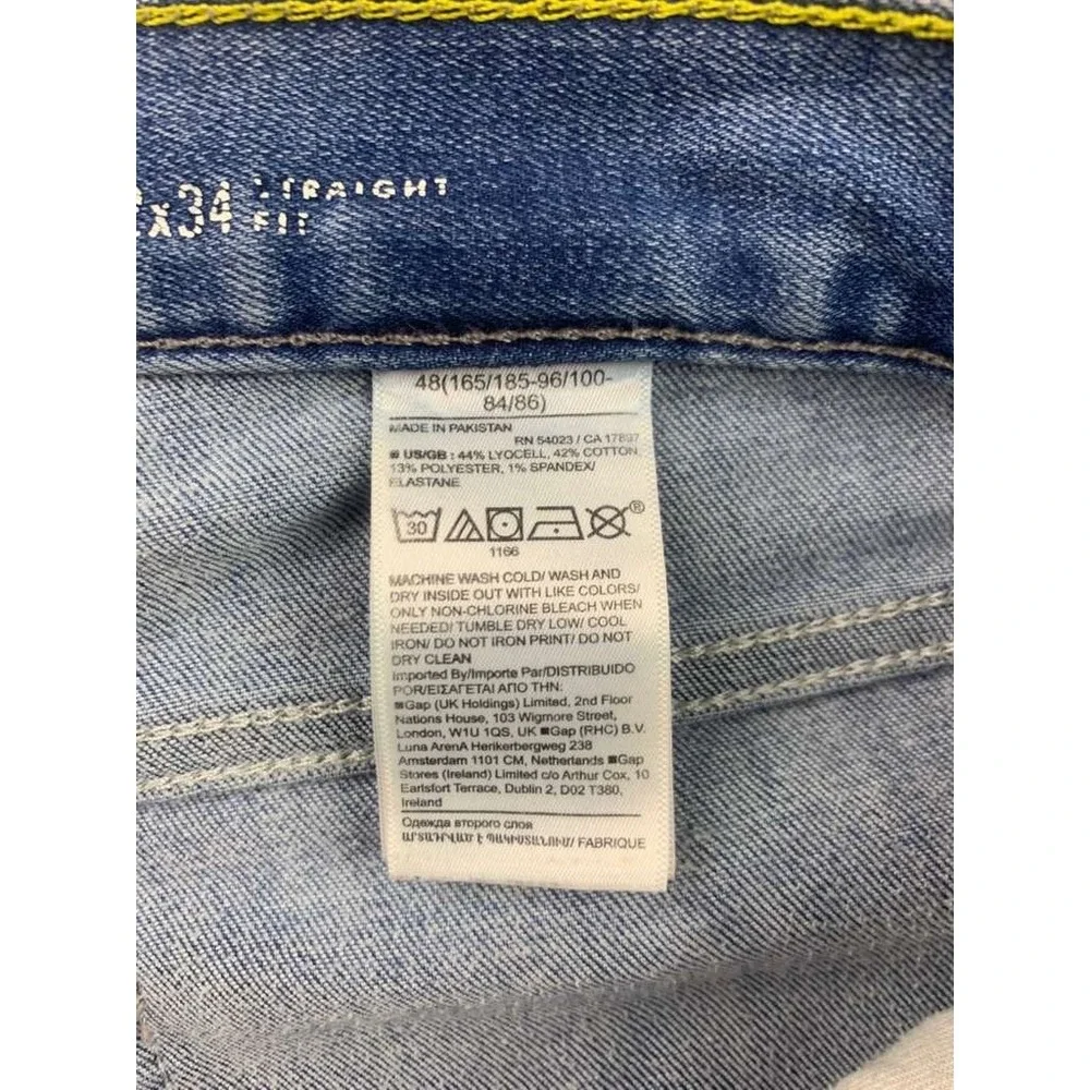 Banana Republic Jeans Traveler Straight Men Size 32x34 Blue Denim Washed‎ Cotton